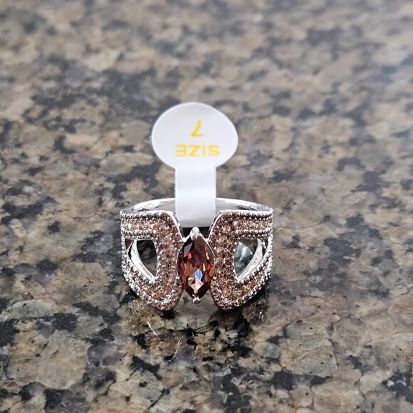 Bomb Party-RBP8381 "She's A Gem" Dark Brown Tourmaline Cubic Zirconia Sz 7 - Picture 2 of 5